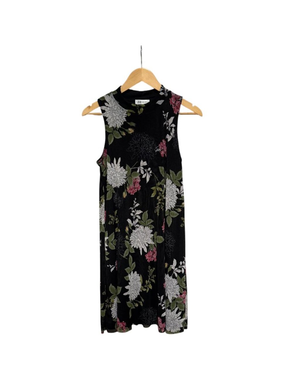 NWT Neiman Marcus Black Floral Swing Dress, Sz 6